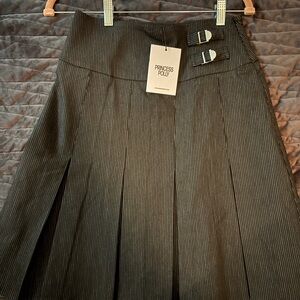 Princess Polly Charcoal Pinstripe A-Line Skirt